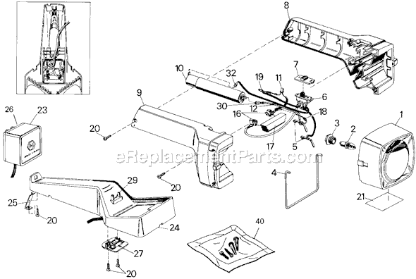 Page A Diagram and Parts List for 9360 Type 1 Black and Decker Worklight & Flashlight